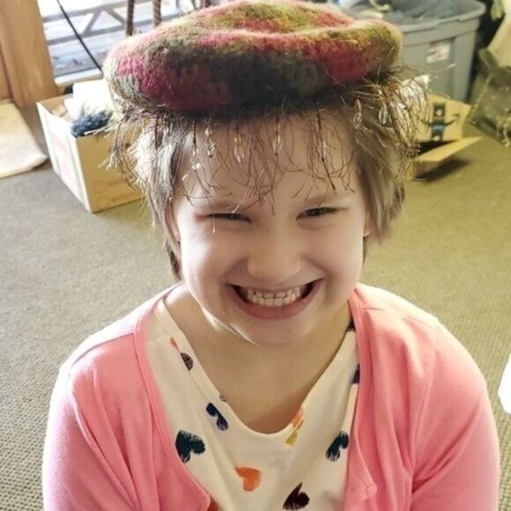 Handmade Adult Wool Knitted Multicolored Tam Hat With Hand Sewn Embellishments